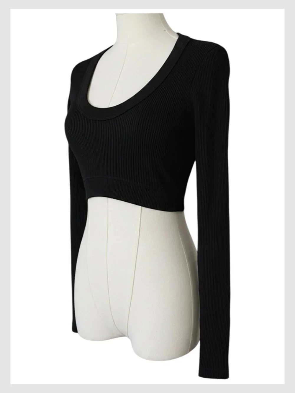 Alo Yoga Long Sleeve Crop Top Black Seamless Ribbed Size S